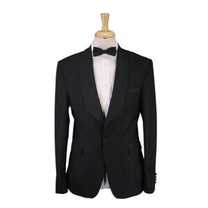 Miguel Wilson Black Shawl Lapel Tuxedo Blazer Jacket Super 180's Wool 40R
